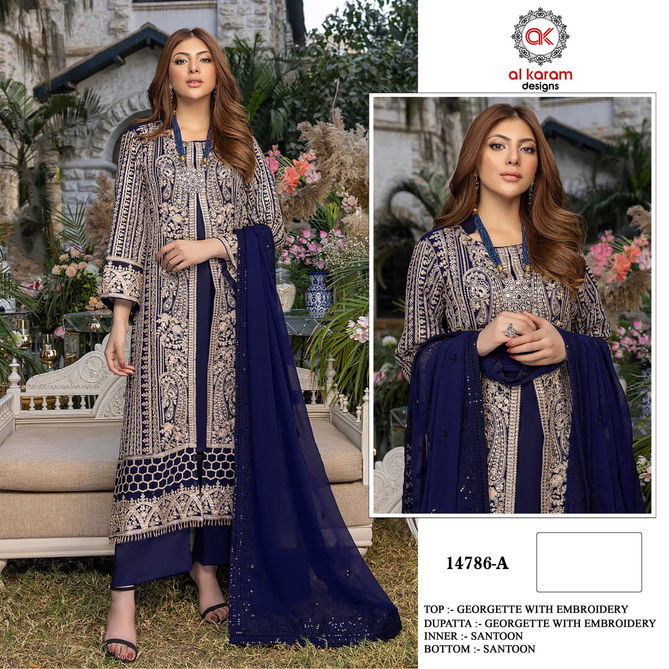 Al Karam 14786 Color Pakistani Suits Catalog
